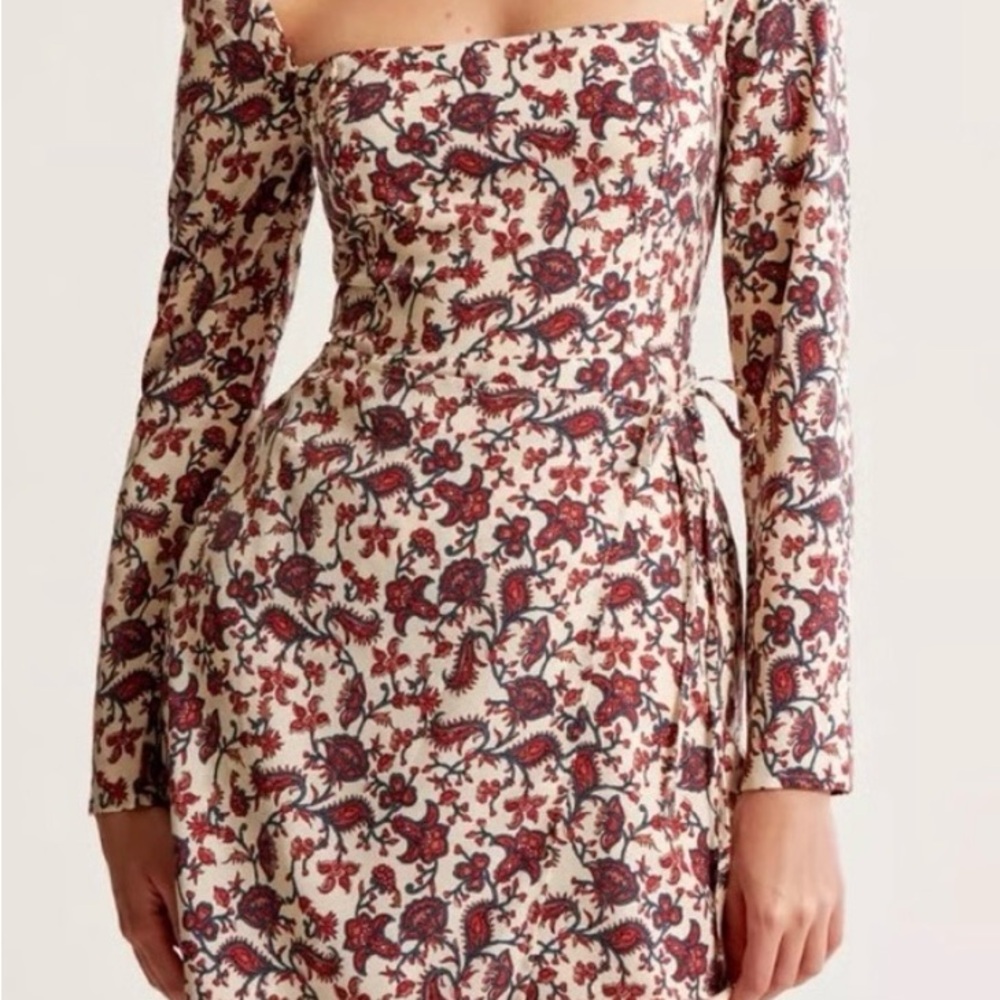 Abercrombie & Fitch Long-Sleeve Wrap Midi Dress